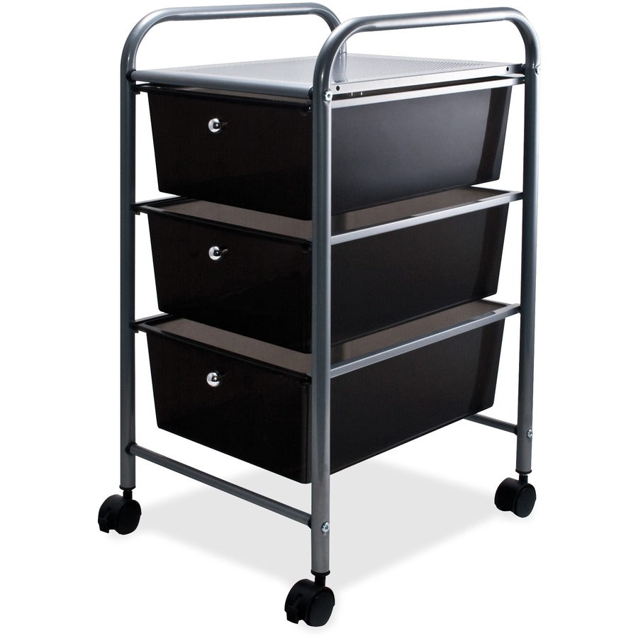 Advantus 3-Drawer Organizer - 3 Drawer - 4 Casters - Metal - 15.50" Width x 13" Depth x 27" Height - Smoke - 1 Each