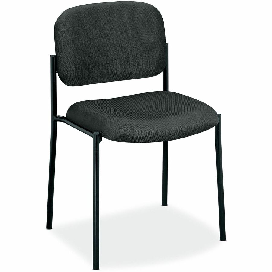 HON Scatter Stacking Guest Chair - Charcoal Seat Color - Fabric Seat Material - Black Frame Color - Steel Frame Material - Square Base - Charcoal - 1 Each