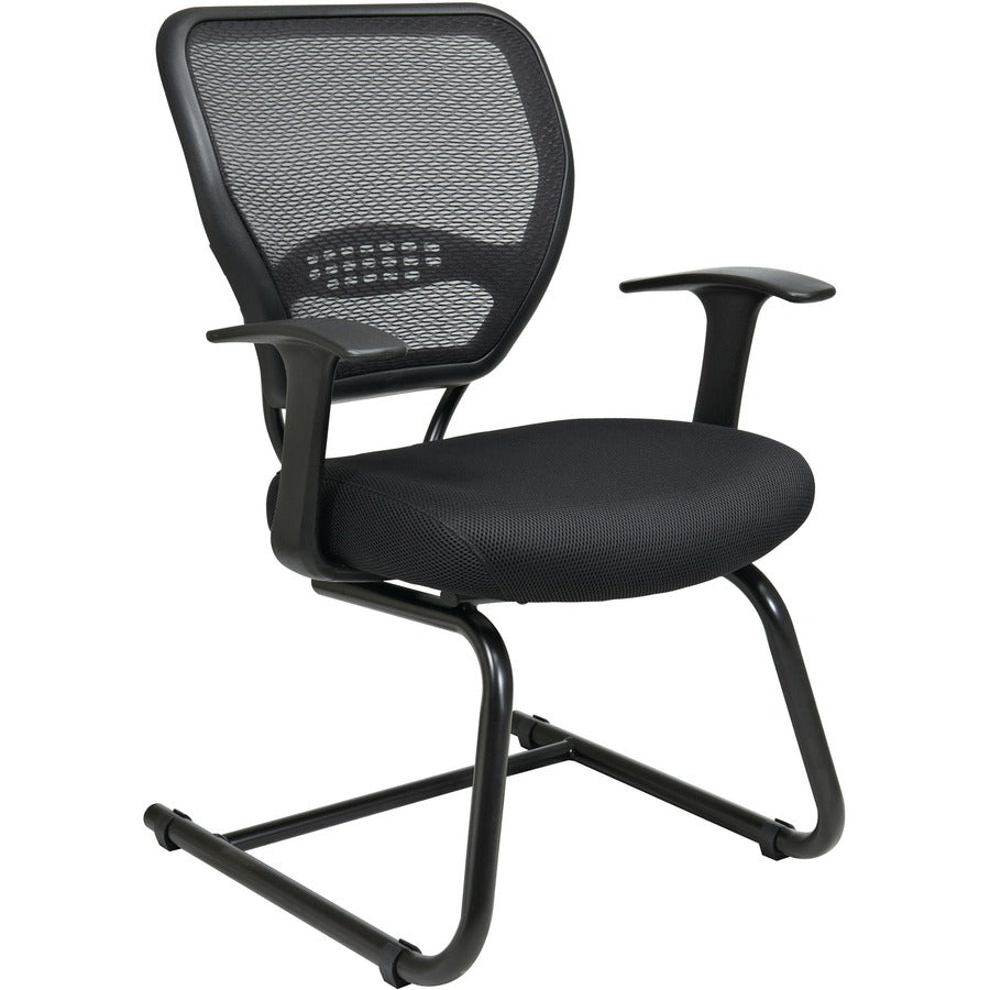 Office Star Professional Air Grid Back Visitors Chair - Black Seat Color - Sled Base - Black - 1 Each
