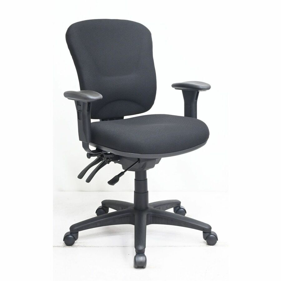 Lorell Accord Series Mid-Back Task Chair - Black Seat Color - Polyester Seat Material - Black Frame Color - 1 Each