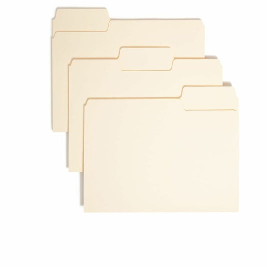 Smead SuperTab 1/3 Tab Cut Letter Recycled Top Tab File Folder - 8 1/2" x 11" - 3/4" Expansion - Top Tab Location - Assorted Tab Position - 11 pt. - 1 Plys - Manila - 10% Recycled - 100 / Box