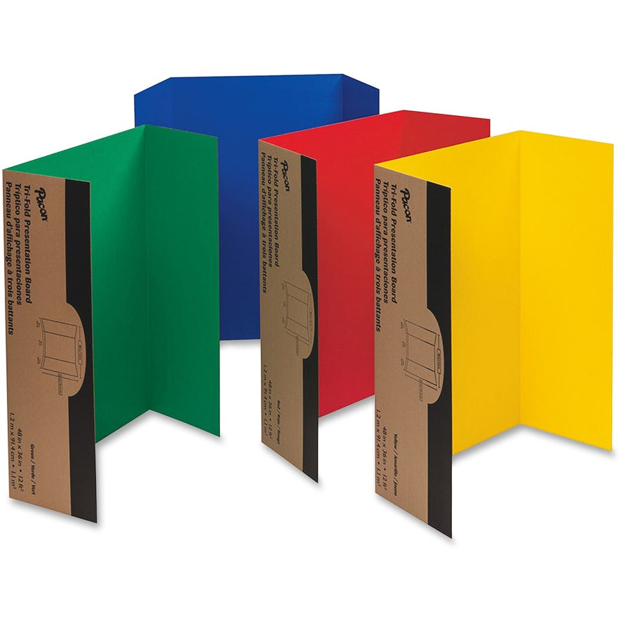 Pacon Presentation Boards - 36" Board Height x 48" Board Width - Assorted Surface - Tri-fold - 1 Carton