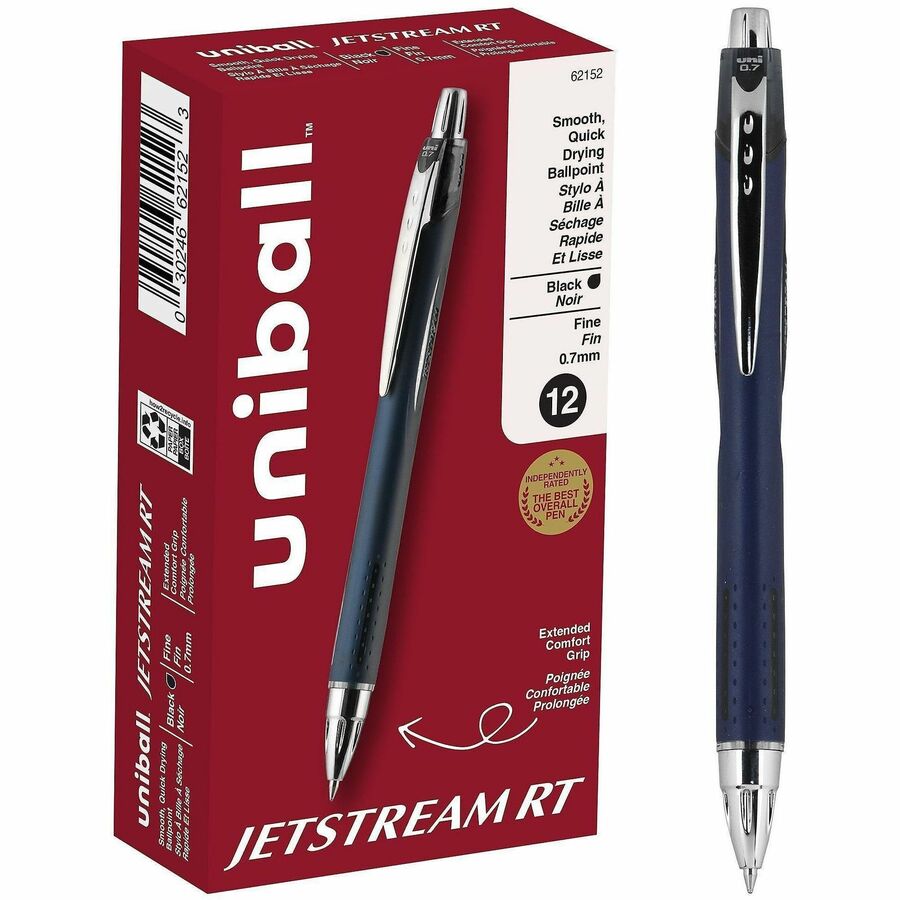 uniball™, Jetstream RT Ballpoint Pen - Retractable - Black Ink - Blue Barrel - 12 / Dozen