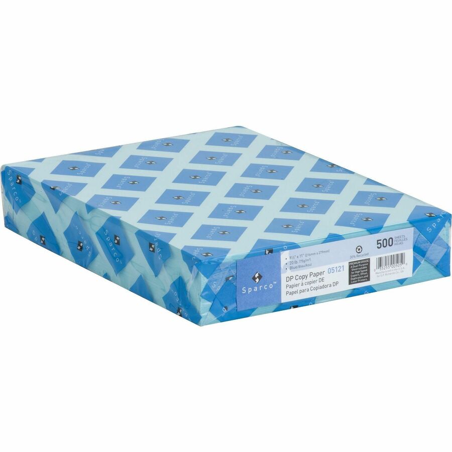 Sparco Premium Grade Pastel Color Copy Paper - Letter - 8 1/2" x 11" - 20 lb Basis Weight - Precision-cut, Lint-free, Acid-free, Archival-safe, Long Lasting - Blue - 10 / Carton
