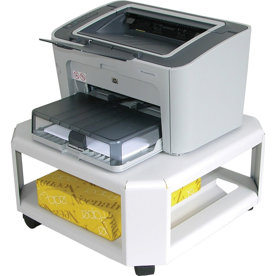 Mead Hatcher Master Products Mobile Steel Printer Stand - 75 lb Load Capacity - 2 x Shelf(ves) - 8.50" Height x 17.80" Width x 17.80" Depth - Desktop - Steel - Platinum