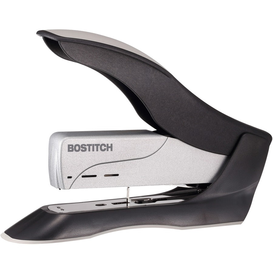 Bostitch Spring-Powered Antimicrobial Heavy Duty Stapler - Staples Upto 100 Sheet - Holds Upto 210 Staple - Full Strip - Staple Size: 0.50" - Black, Gray - Metal, Die-cast Metal - 1 Each