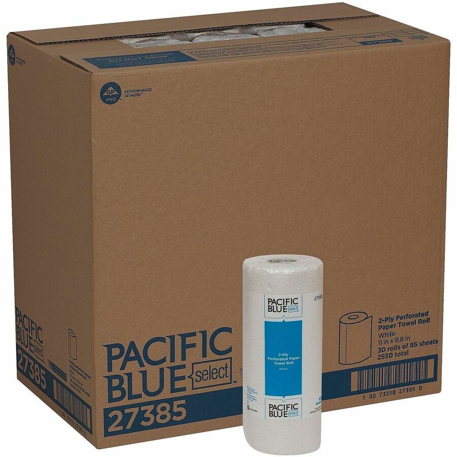 Pacific Blue Select Perforated Paper Towel Roll - 2 Ply - 8.80" Width x 11" Length - 85 Sheets/Roll - White - Paper - 30 / Carton