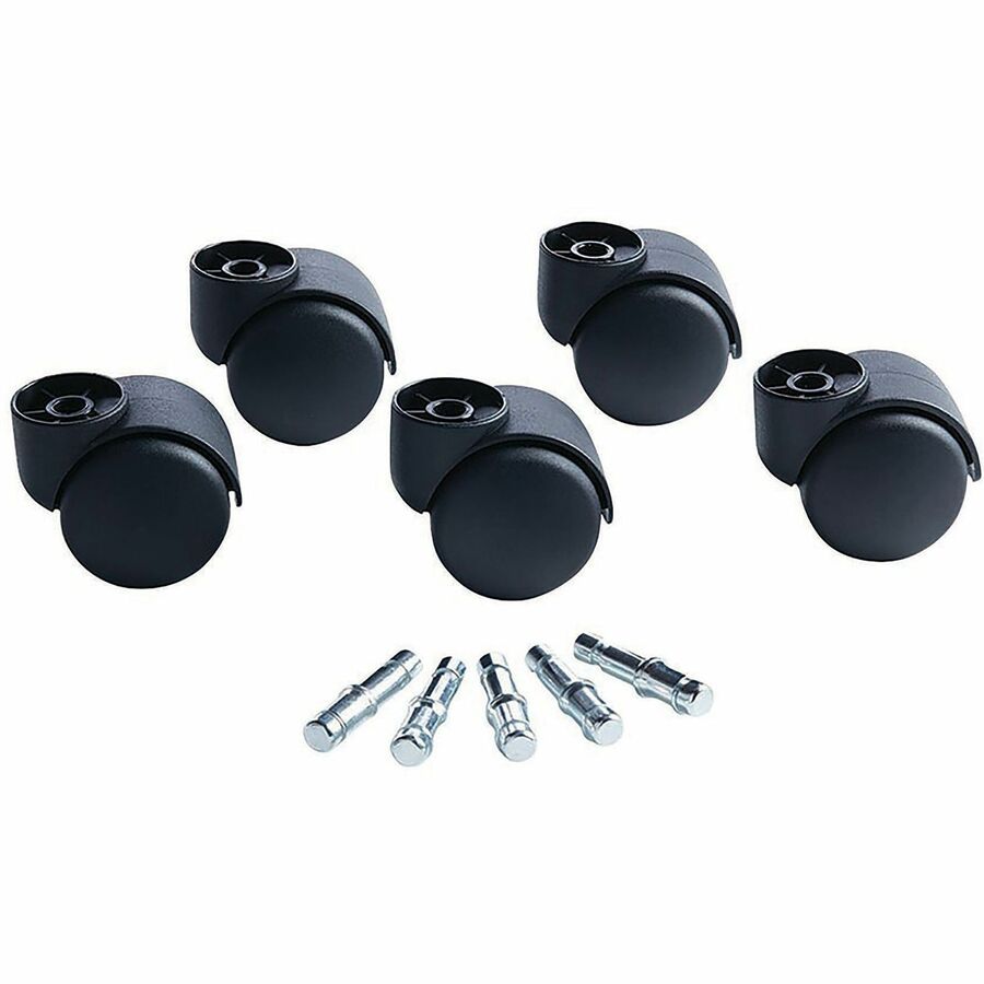 Master Caster Deluxe Futura Hooded Chair Mat Casters - 2.18" Diameter - 120 lb Load Capacity - Polyurethane - Matte Black - 5 / Set