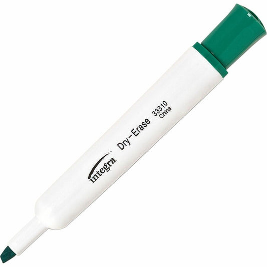Integra Chisel Point Dry-erase Markers - Green Ink - Fiber Tip - Writing - 12 / Dozen