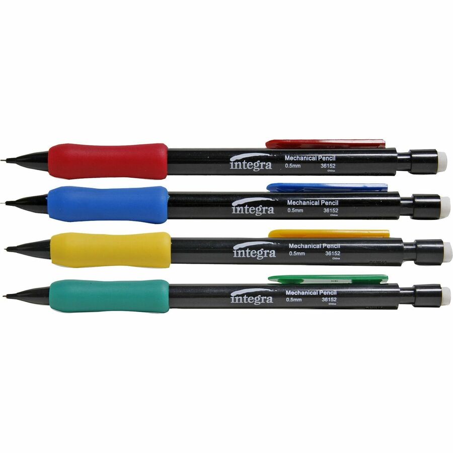 Integra Grip Mechanical Pencils - 0.5 mm Lead - Refillable - Assorted Barrel - 12 / Dozen