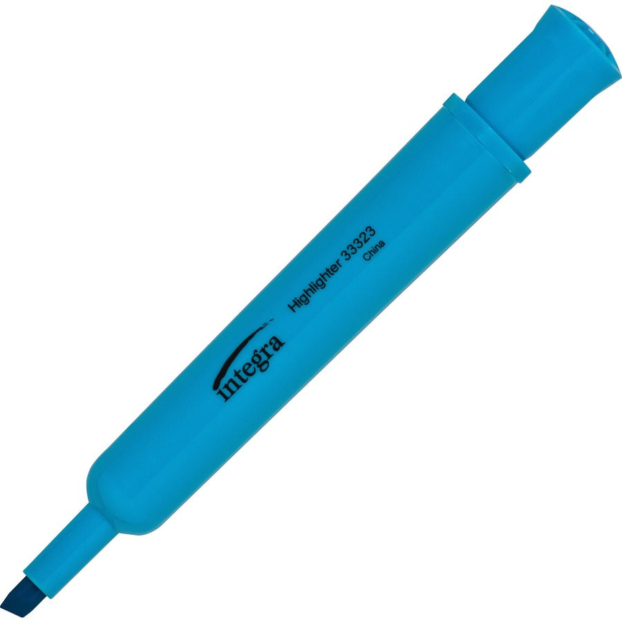 Integra Chisel Desk Liquid Highlighters - Fluorescent Blue Ink - 12 / Dozen