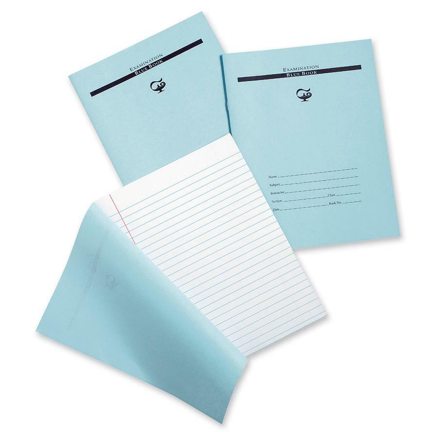 Pacon Blue Book Examination Book - 4 Sheets - 0.37" Ruled - Ruled Red Margin - 7" x 8 1/2" Sheet Size - White Paper - Blue Cover - Bond Paper - Recycled - 1000 / Carton