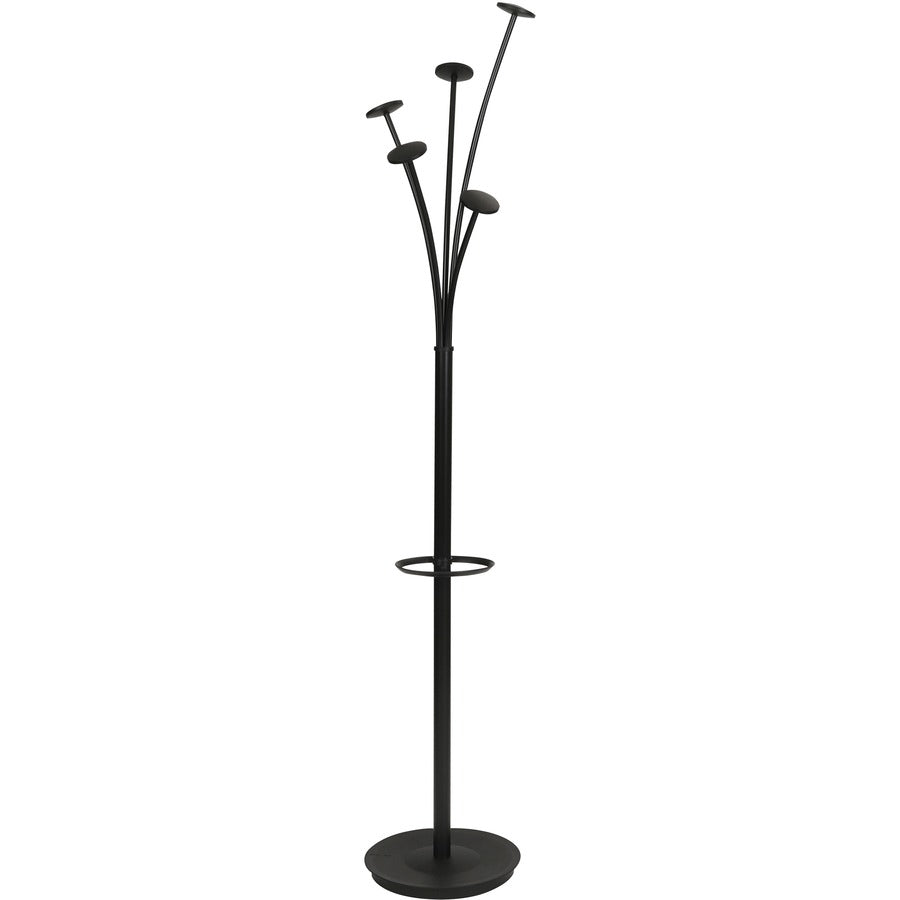 Alba Festival Coat Stand - 5 Pegs - 74" Height - for Garment - Black - 1 Each