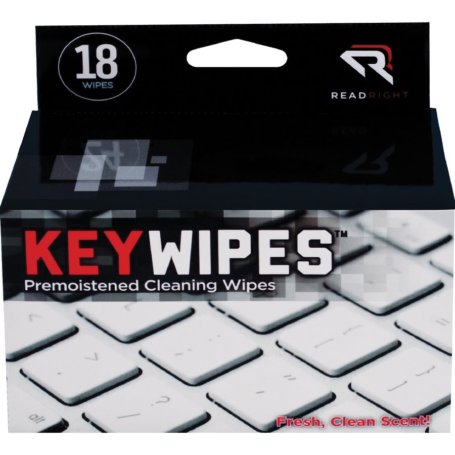Advantus Read/Right KeyWipes Individual Germicidal Wipes - For Keyboard - 1 Box