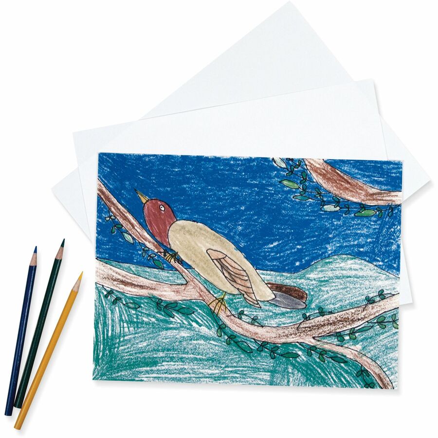 Pacon&reg, Medium-Weight Drawing Paper - 500 Sheets - Plain - 12" x 18" Sheet Size - White Paper - Recycled - 1 Ream