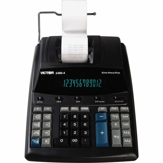 Victor 14604 Printing Calculator - Independent Memory, Big Display, Heavy Duty, Sign Change, Item Count, 4-Key Memory, Easy-to-read Display - 3.3" Height x 8" Width x 12.3" Length - Black - 1 Each