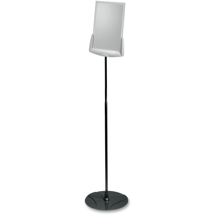 DURABLE Floor Model Sign Holder - 60" Height x 11" Width x 11" Depth - Acrylic - Gray - Tilt