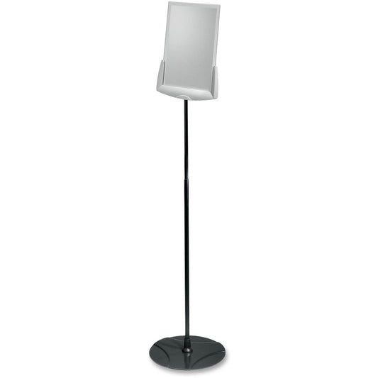 DURABLE Floor Model Sign Holder - 60" Height x 11" Width x 11" Depth - Acrylic - Gray - Tilt