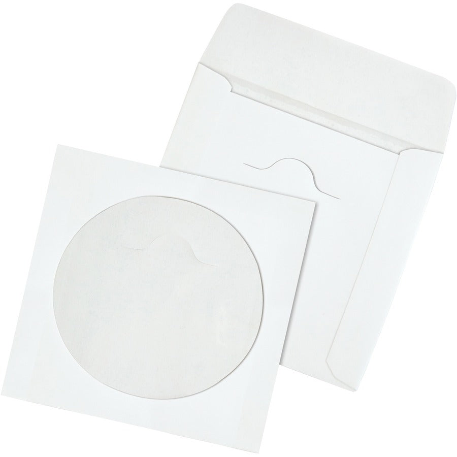 Quality Park Tech-No-Tear CD/DVD Sleeves - CD/DVD - 4 7/8" Width x 5" Length - White - Paper - 100 / Box