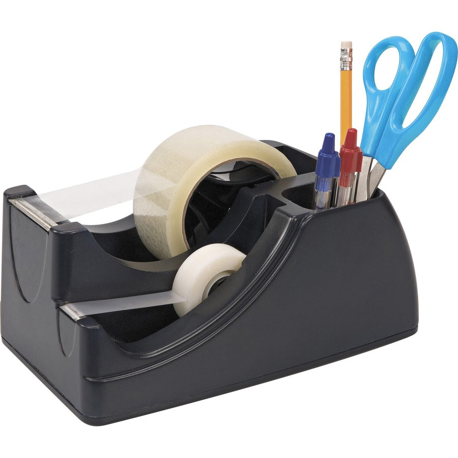 Officemate 96690 Deluxe Heavy Duty Two Roll Tape Dispenser - Holds Total 2 Tape(s) - Heavy Duty - Black - 1 Each
