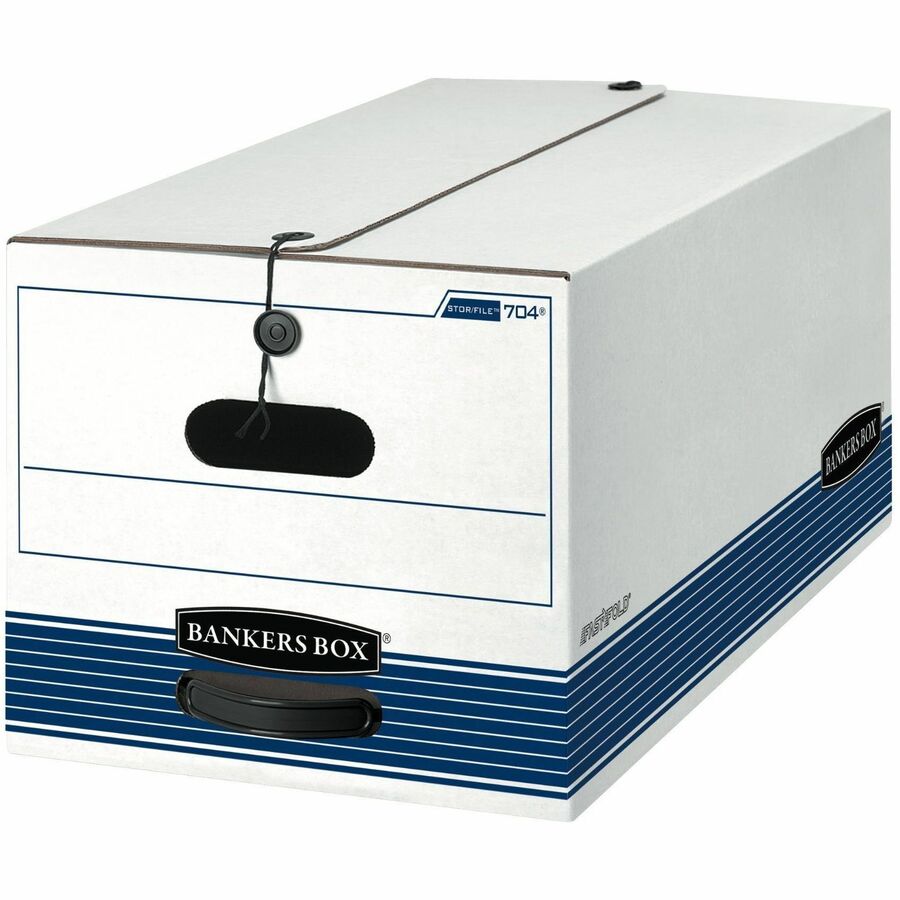 Bankers Box STOR/FILE File Storage Box - Internal Dimensions: 12" Width x 24" Depth x 10" Height - External Dimensions: 12.3" Width x 24.1" Depth x 10.8" Height - 500 lb - Media Size Supported: Letter - String/Button Tie Closure - Medium Duty - Stackab...