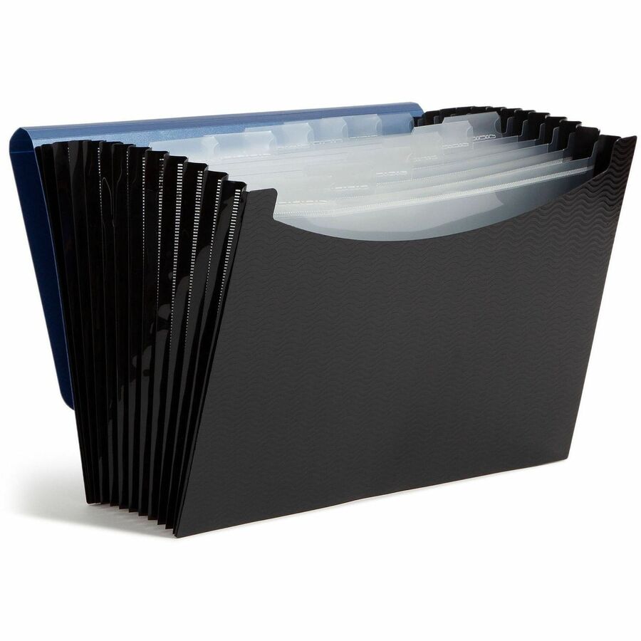 Smead Letter Expanding File - 8 1/2" x 11" - 12 Pocket - Polypropylene - Blue, Black - 1 Each