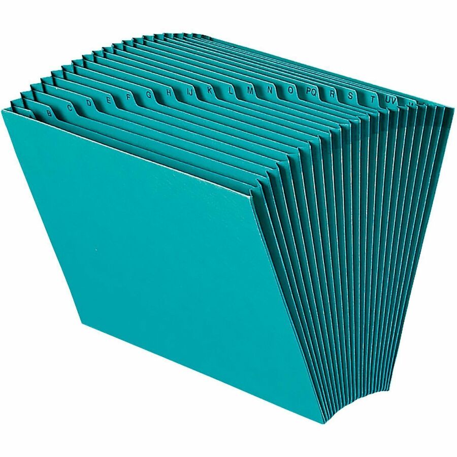 Smead Colored Letter Recycled Expanding File - 8 1/2" x 11" - 7/8" Expansion - 21 Pocket - 2 Plys - Teal - Reinforced Gusset - 10% Recycled - 1 Each