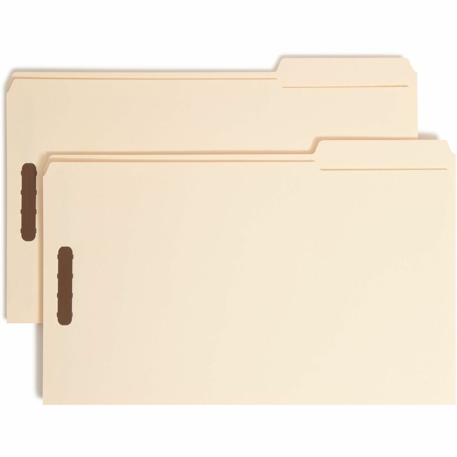 Smead 1/3 Tab Cut Legal Fastener Folder - 8 1/2" x 14" - 2 x 2K Fastener - Top Tab Location - Third Tab Position - 11 pt. - 2 Plys - Manila - Reinforced - 10% Recycled - 50 / Box