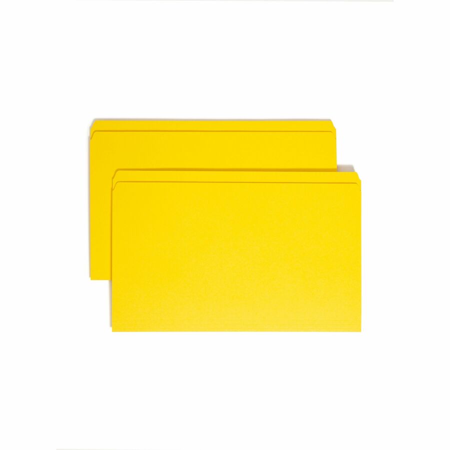 Smead 17910 Straight Tab Cut Legal Top Tab File Folder - 8 1/2" x 14" - 3/4" Expansion - 11 pt. - 2 Plys - Yellow - Reinforced Tab - 10% Recycled - 100 / Box