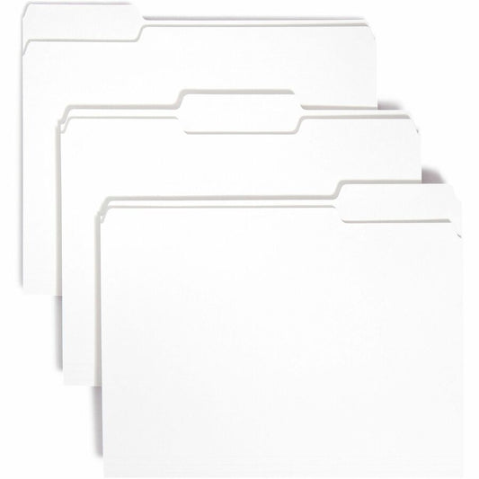 Smead Colored 1/3 Tab Cut Letter Top Tab File Folder - 8 1/2" x 11" - Top Tab Location - Assorted Tab Position - 11 pt. - 1 Plys - White - 10% Recycled - 100 / Box