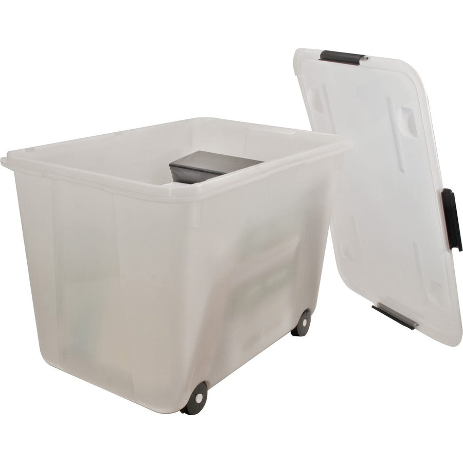 Advantus 15-gallon Rolling Storage Tub - External Dimensions: 23.8" Width x 15.7" Depth x 15.7" Height - 15 gal - Stackable - Plastic - Clear - For Document - 1 Each