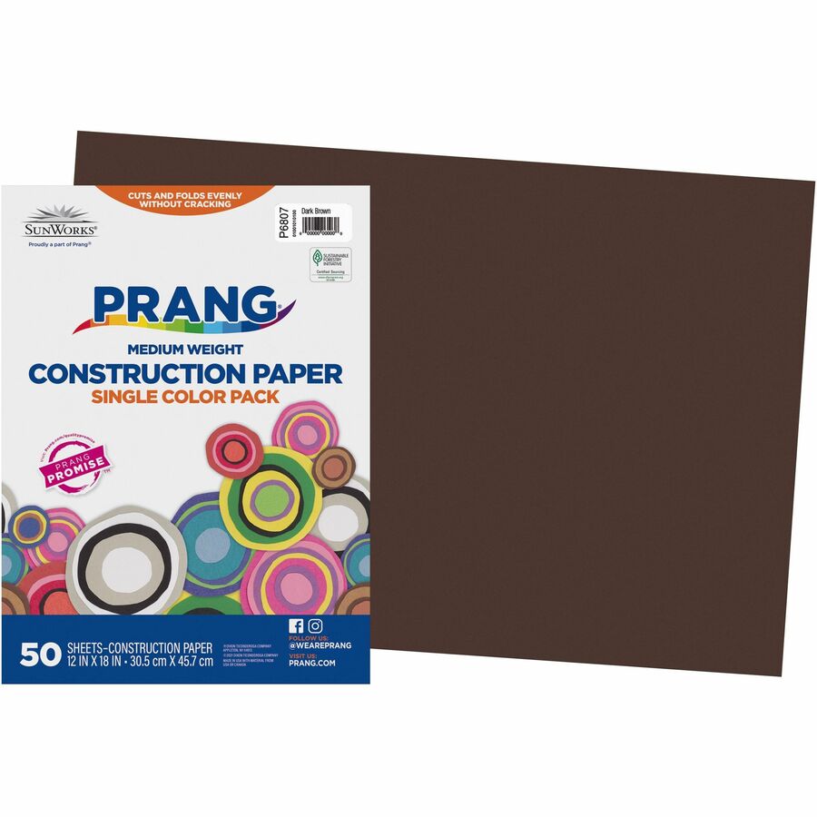 Prang Construction Paper - Art Classes - 18" Width x 12" Length - Dark Brown - 1 Pack