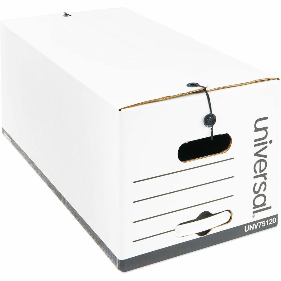Universal Economical Easy Assembly Storage Files, Letter Files, White, 12/Carton - Internal Dimensions: 12" Width x 24" Depth x 10" Height - Media Size Supported: Letter - Flap, String/Button Closure - Medium Duty - Stackable - Corrugated Fiberboard...