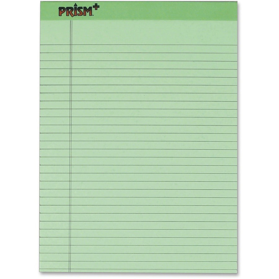 TOPS Prism Plus Wide Rule Green Legal Pad - 50 Sheets - Strip - 16 lb Basis Weight - 8 1/2" x 11 3/4" Sheet Size - 11.75" Height x 8.5" Width - Green Paper - Perforated, Rigid, Heavyweight, Bleed Resistant, Acid-free, Unpunched - 12 / Dozen