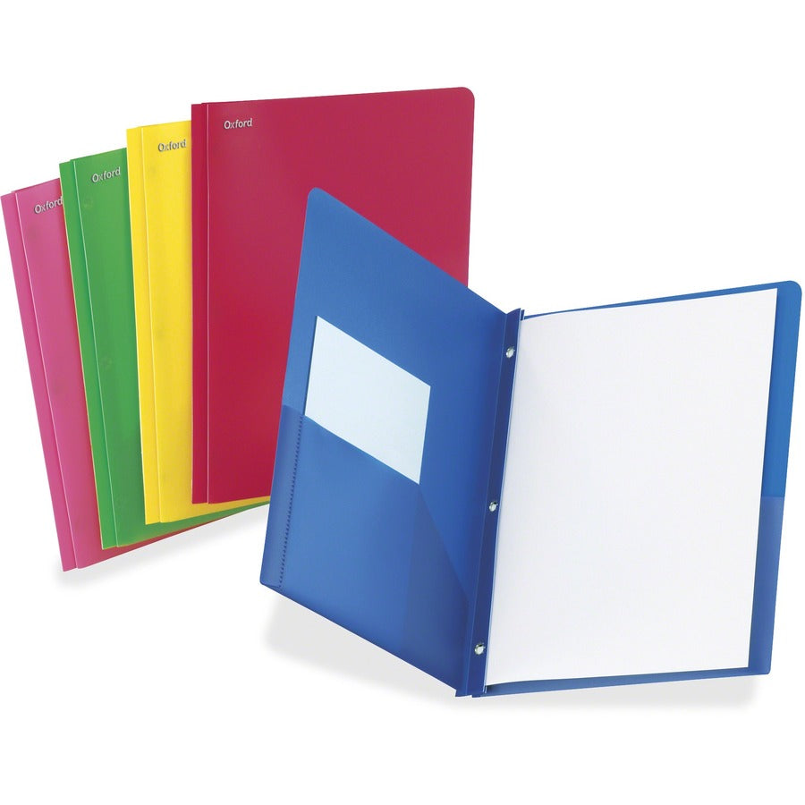 TOPS Letter Pocket Folder - 8 1/2" x 11" - 100 Sheets Capacity - Prong Fastener - 1/2" Fastener Capacity - 2 Pocket - Blue, Red, Pink, Green, Yellow - Durable, Translucent, Die-cut, Punched, Tear Resistant - 25 / Box