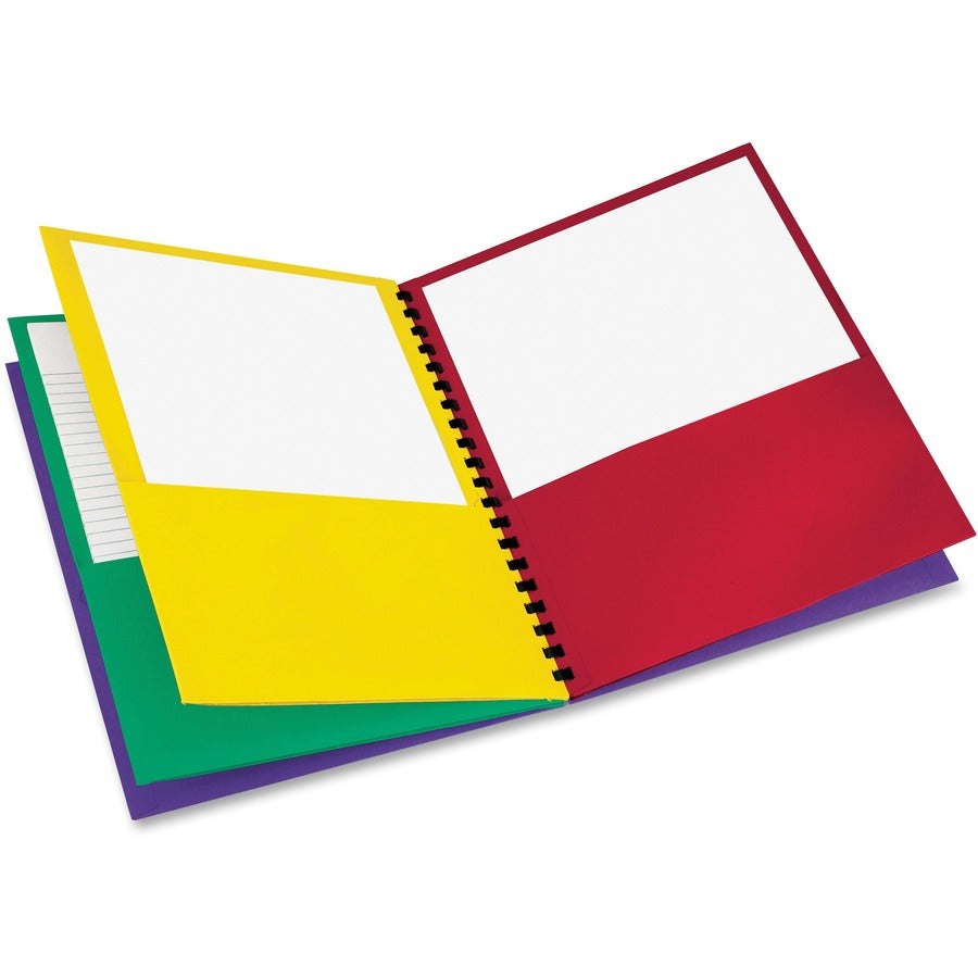 Oxford 99656 Letter Pocket Folder - 8 1/2" x 11" - 200 Sheets Capacity - 8 Pocket - Fiber - Red, Green, Yellow, Purple - Die-cut, Acid-free - 1 Each