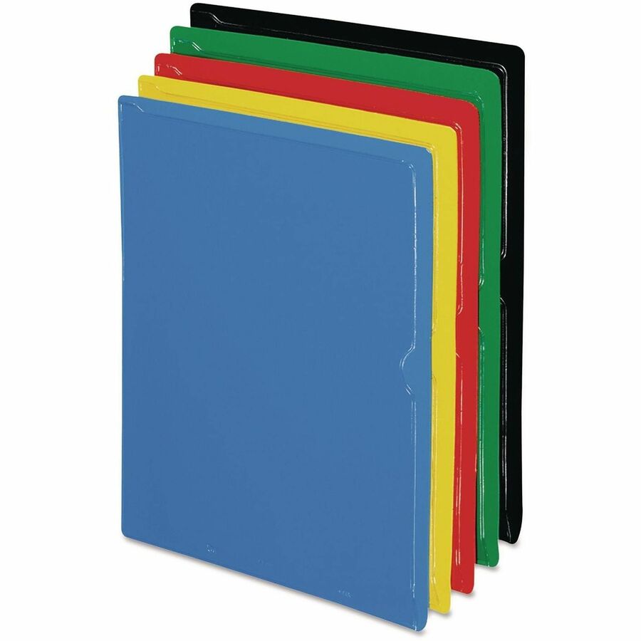 Pendaflex CopyGard Straight Tab Cut Letter File Jacket - 8 1/2" x 11" - Black, Clear, Blue, Red, Green, Yellow - Reinforced, Thumb Cut, Copy Safe, Opaque - 25 / Box