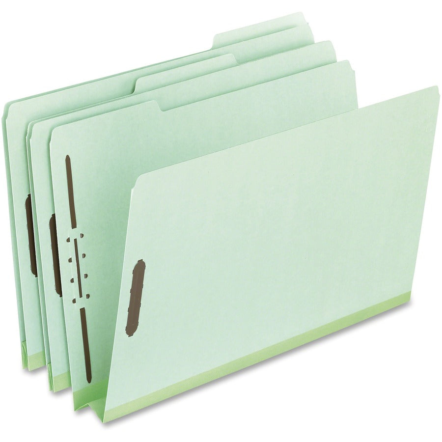 Pendaflex 1/3 Tab Cut Letter Top Tab File Folder - 8 1/2" x 11" - 2" Expansion - 2 Fastener - Top Tab Location - Assorted Tab Position - 25 pt. - Pressboard - Green - 60% Recycled - 25 / Box