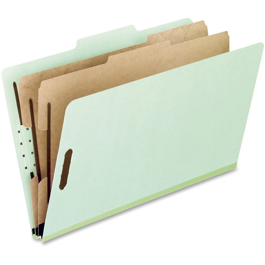 Pendaflex 2/5 Tab Cut Letter End Tab File Folder - 8 1/2" x 11" - 2" Expansion - 6 Fastener - Top Tab Location - Right of Center Tab Position - 2 Divider - 25 pt. - Pressboard - Light Green - 65% Recycled - 10 / Box