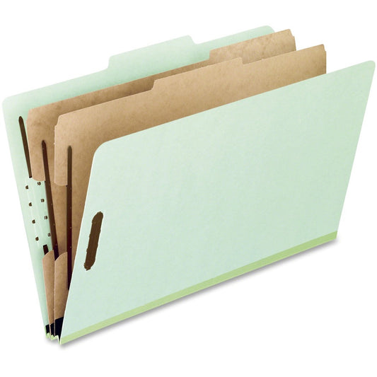 Pendaflex 2/5 Tab Cut Letter End Tab File Folder - 8 1/2" x 11" - 2" Expansion - 6 Fastener - Top Tab Location - Right of Center Tab Position - 2 Divider - 25 pt. - Pressboard - Light Green - 65% Recycled - 10 / Box