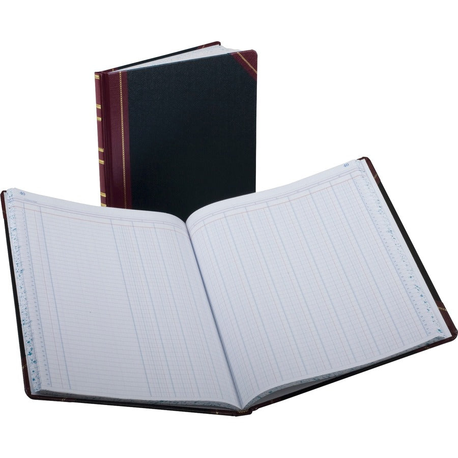 Boorum & Pease 12-Column Bound Columnar Book - 150 Sheet(s) - Thread Sewn - 12 Columns per Sheet - White Sheet(s) - Red, Blue Print Color - Black, Red Cover - Bond Paper - 1 Each
