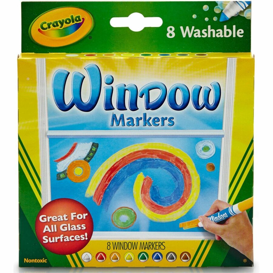 Crayola Washable Window Markers - Washable - Assorted Ink - 1 Set