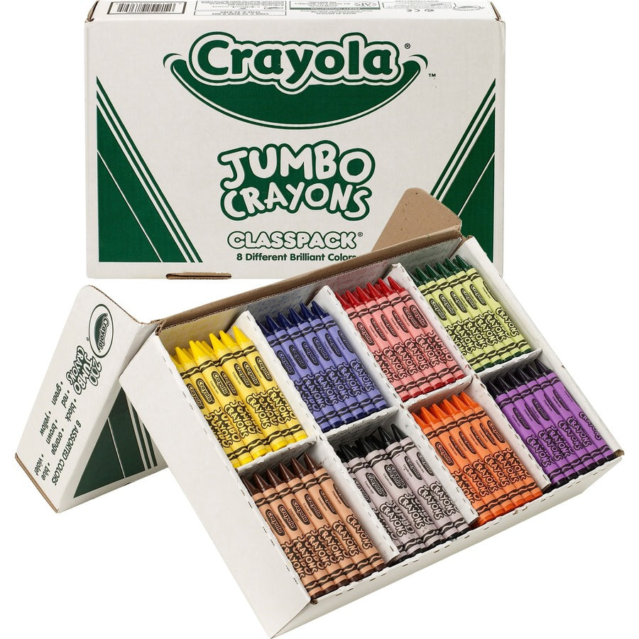 Crayola 8-Color Jumbo Crayon Classpack - 5" Length x 0.5" Diameter - Assorted - 1 Box