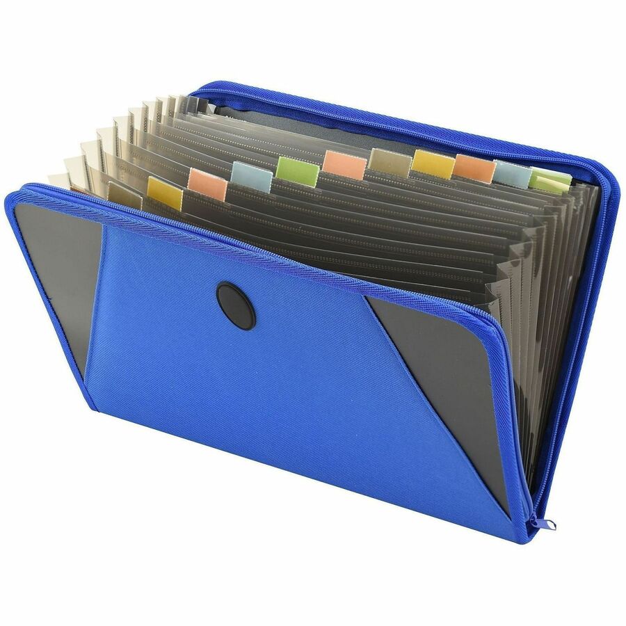 C-Line Letter Expanding File - 8 1/2" x 11" - 300 Sheets Capacity - 13 Pocket - Blue - Zipper Closure - 1 Each
