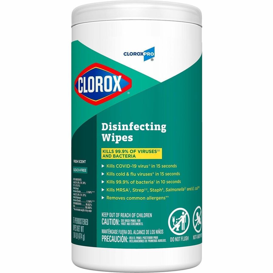 CloroxPro™, Disinfecting Wipes - Fresh Scent - Soft Cloth - 75/Tub - 1 Each