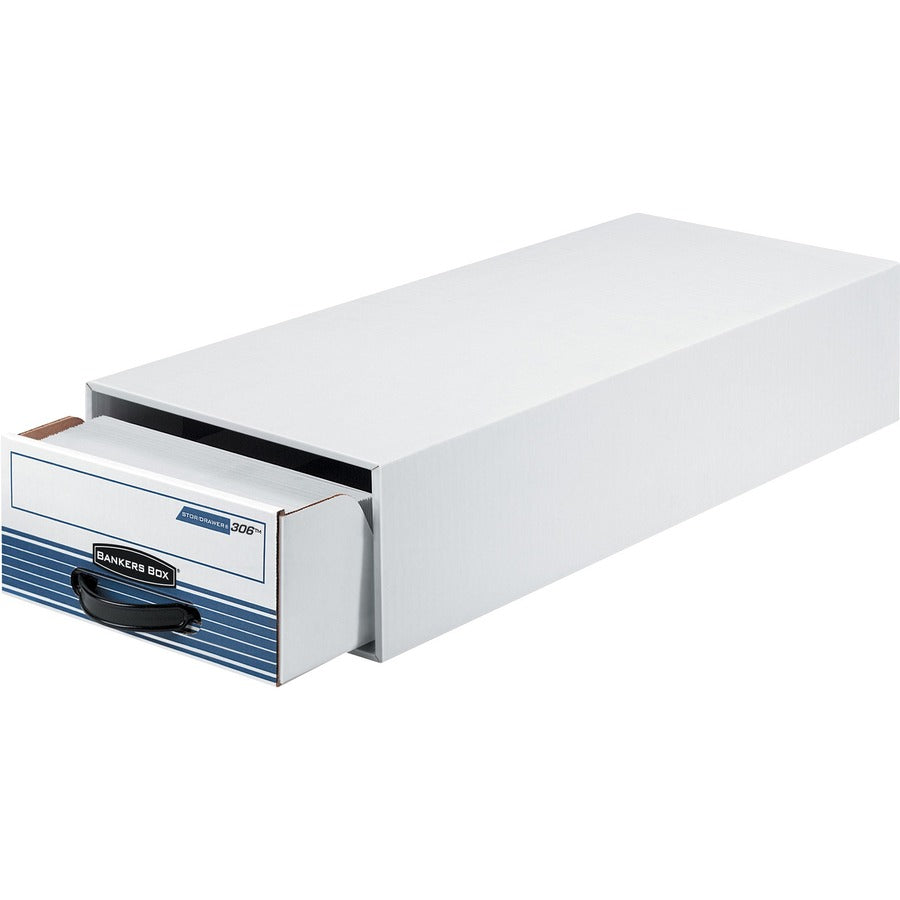 Bankers Box Stor/Drawer Steel Plus Card Storage Drawer - Internal Dimensions: 9.25" Width x 23.25" Depth x 5.63" Height - External Dimensions: 10.5" Width x 25.2" Depth x 6.5" Height - Medium Duty - Stackable - Steel, Plastic - White, Blue - For Card...
