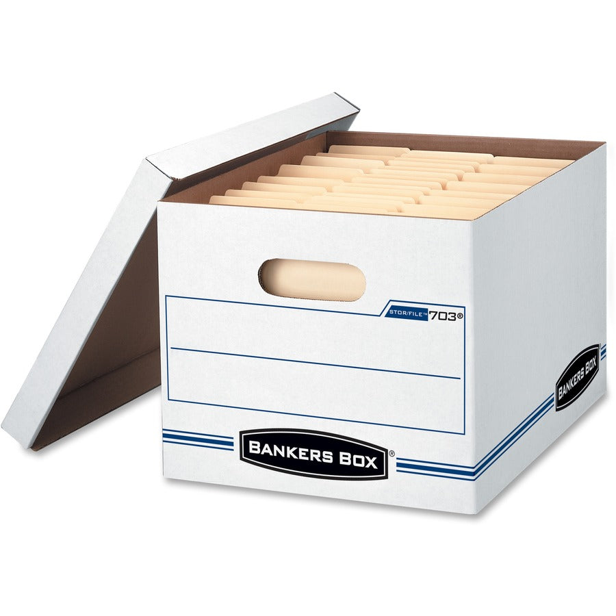 Bankers Box STOR/FILE File Storage Box - Internal Dimensions: 12" Width x 15" Depth x 10" Height - External Dimensions: 12.5" Width x 16.3" Depth x 10.5" Height - Media Size Supported: Letter, Legal - Lift-off Closure - Light Duty - Stackable - For Fil...