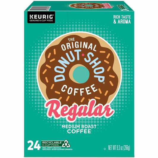 The Original Donut Shop&reg, K-Cup, Pod Regular Coffee - Compatible with Keurig Brewer - Regular - Medium - 0.4 oz - K-Cup, Pod - Donut Shop Blend - Kosher - 24 / Box