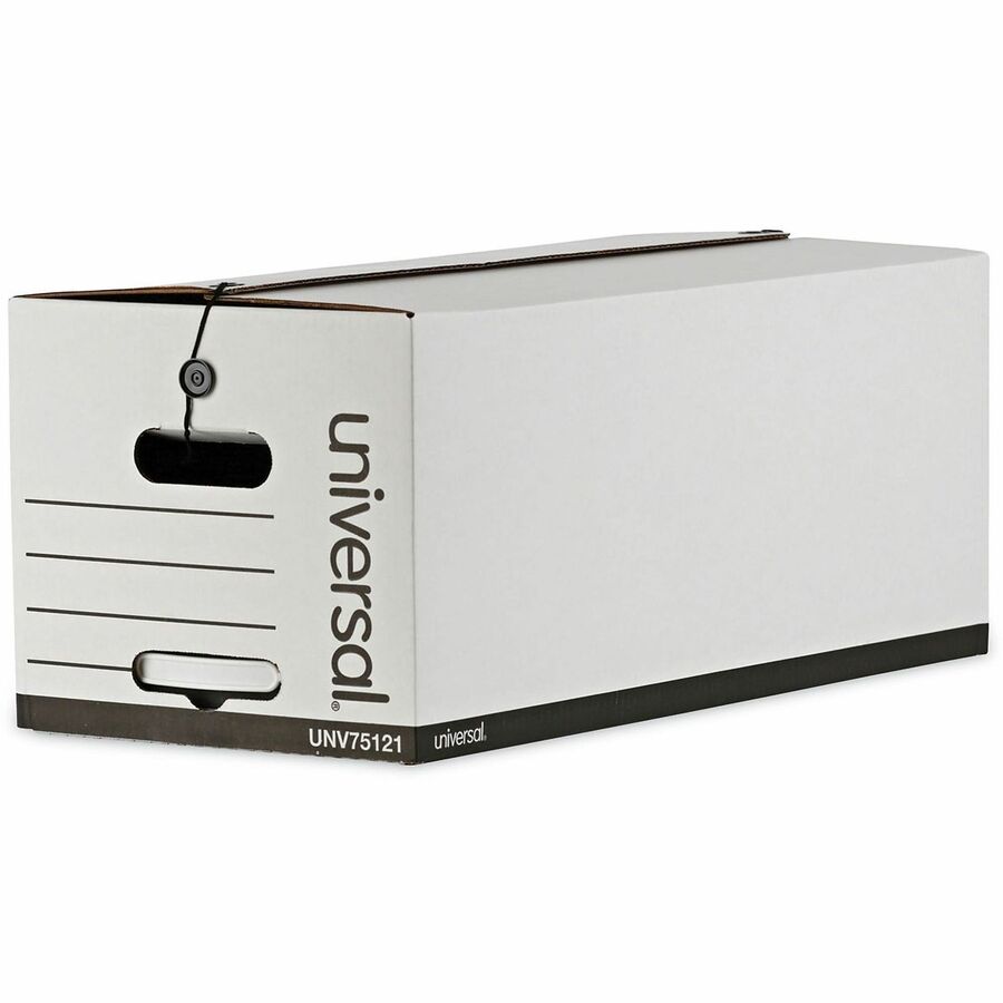 Universal Deluxe Quick Set-up String-and-Button Boxes, Letter Files, White, 12/Carton - Internal Dimensions: 12" Width x 24" Depth x 10" Height - Media Size Supported: Letter - Flap, String/Button Closure - Medium Duty - Stackable - Corrugated Fiberboa...