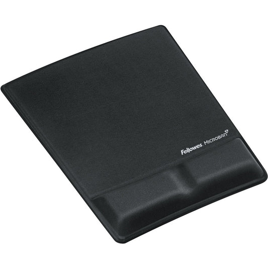 Fellowes Mouse Pad / Wrist Support with Microban, Protection - 0.88" Height x 8.25" Width x 9.88" Depth - Black - Memory Foam - 1